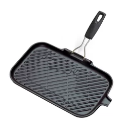Le Creuset Grillpan Met Inklapbare Handgreep Rechthoek 36 X 20,5 Cm Gietijzer Zwart