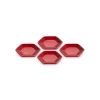 Le Creuset Hexagon Serveerschaaltje 9,5 Cm Aardewerk Kersrood 4 Stuks