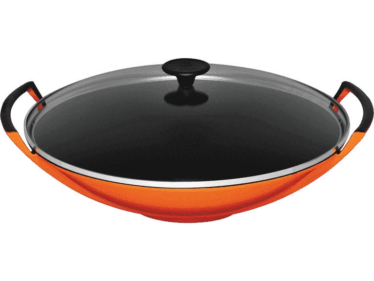 Le Creuset Wok Met Glazen Deksel 4,5 Liter ø 36 Cm Gietijzer Vulcanique